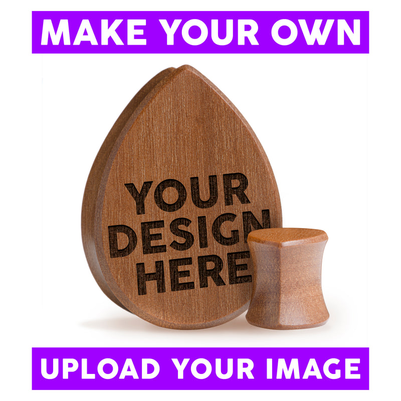 Plug / Gauge à personnaliser - Goutte en bois de Saba | Face plate double évasé