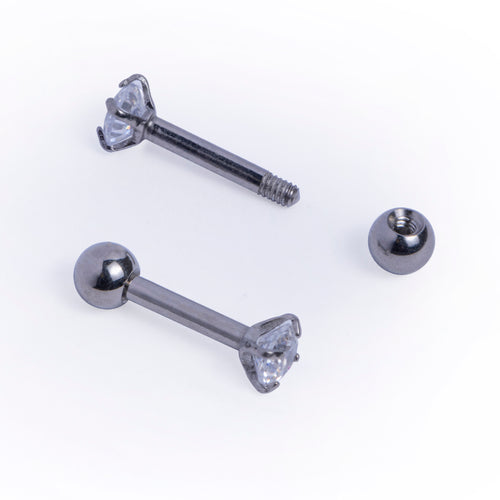 Titan-Tragus-Ohrstecker mit klarem Diamant, Stärke 1,2 mm, in Silber