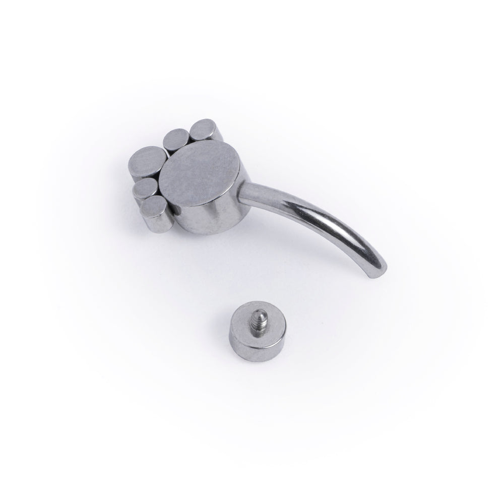 Titan-Opal-Diamant-Cluster-Bananebell mit Innengewinde, 1,6 mm Stärke, in Silber
