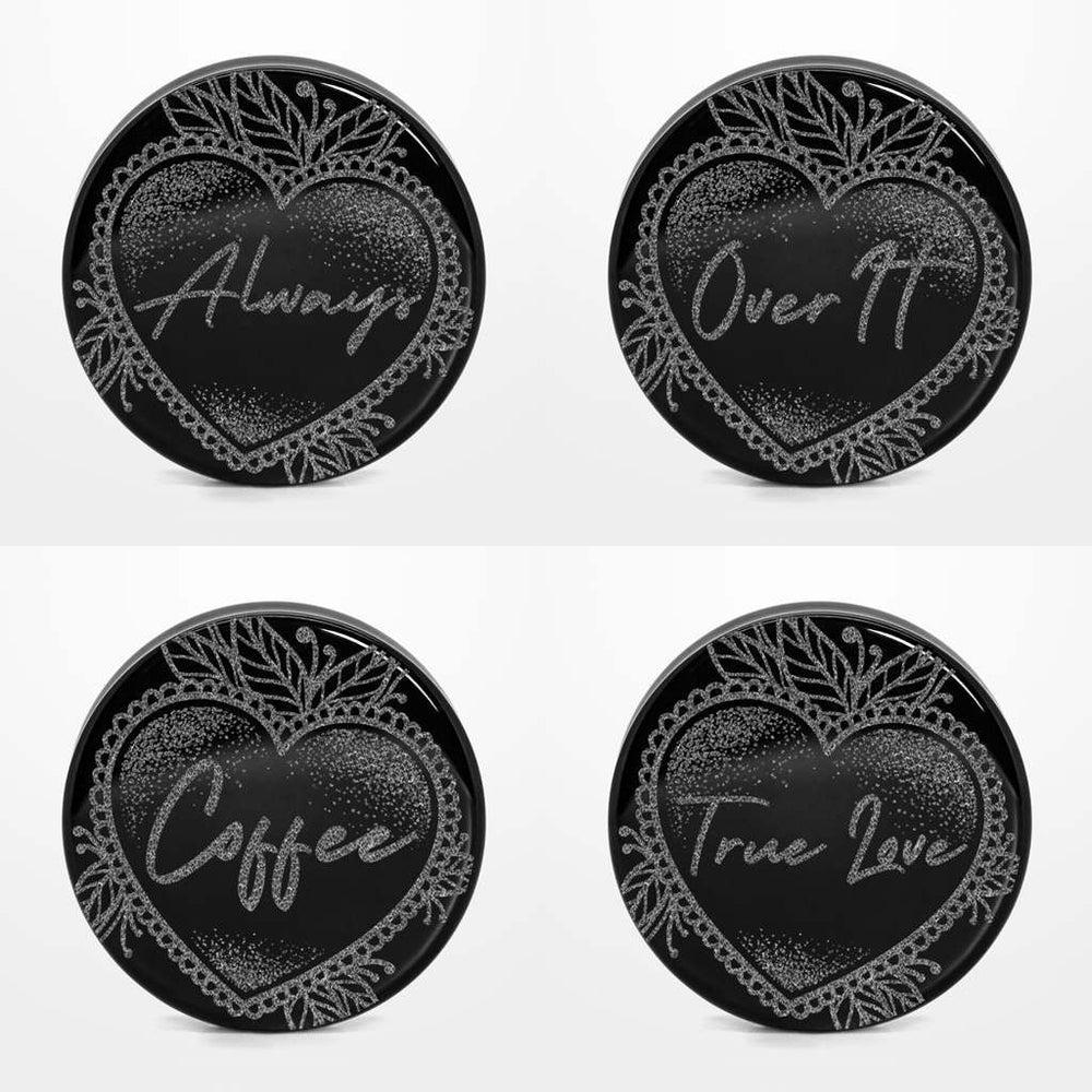 Tribute Insert Words Plug / Gauge - Black Glass | Flat Faced Double Flare - Lasered To Order In House At Custom Plugs HQ