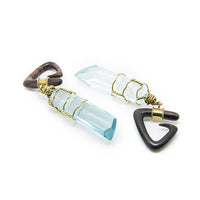 Aqua - Wood & Glass Ear Weights (Pair) - Pair of Glass & Wooden Ear Weights