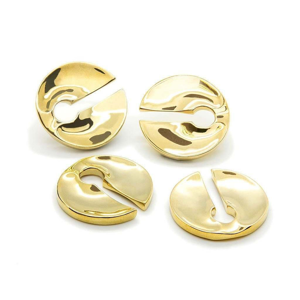 Circle Keyhole - Brass Ear Weights (Pair) - Pair of Brass Ear Weights