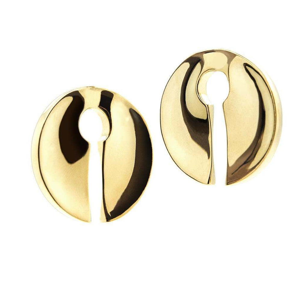 Circle Keyhole Brass Ear Weights Pair Custom Plugs