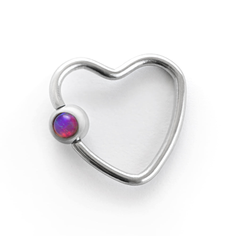 Heart BCR - Purple Opal - (316L SURGICAL STEEL)