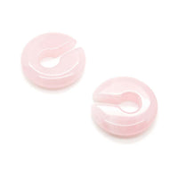Poids d'oreille circulaires en quartz rose en forme de trou de serrure - paire