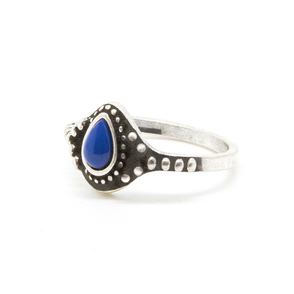 Blue Raindrop Ring - Silver Ring With Blue Teardrop Gem