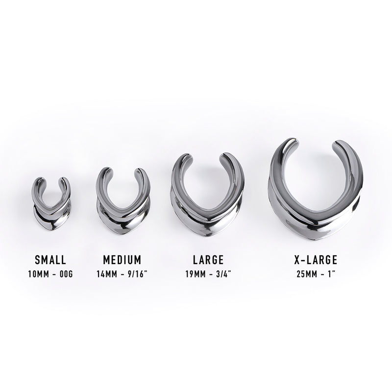 Silver V Shape Surgical Steel Saddle Ear Plug / Gauge