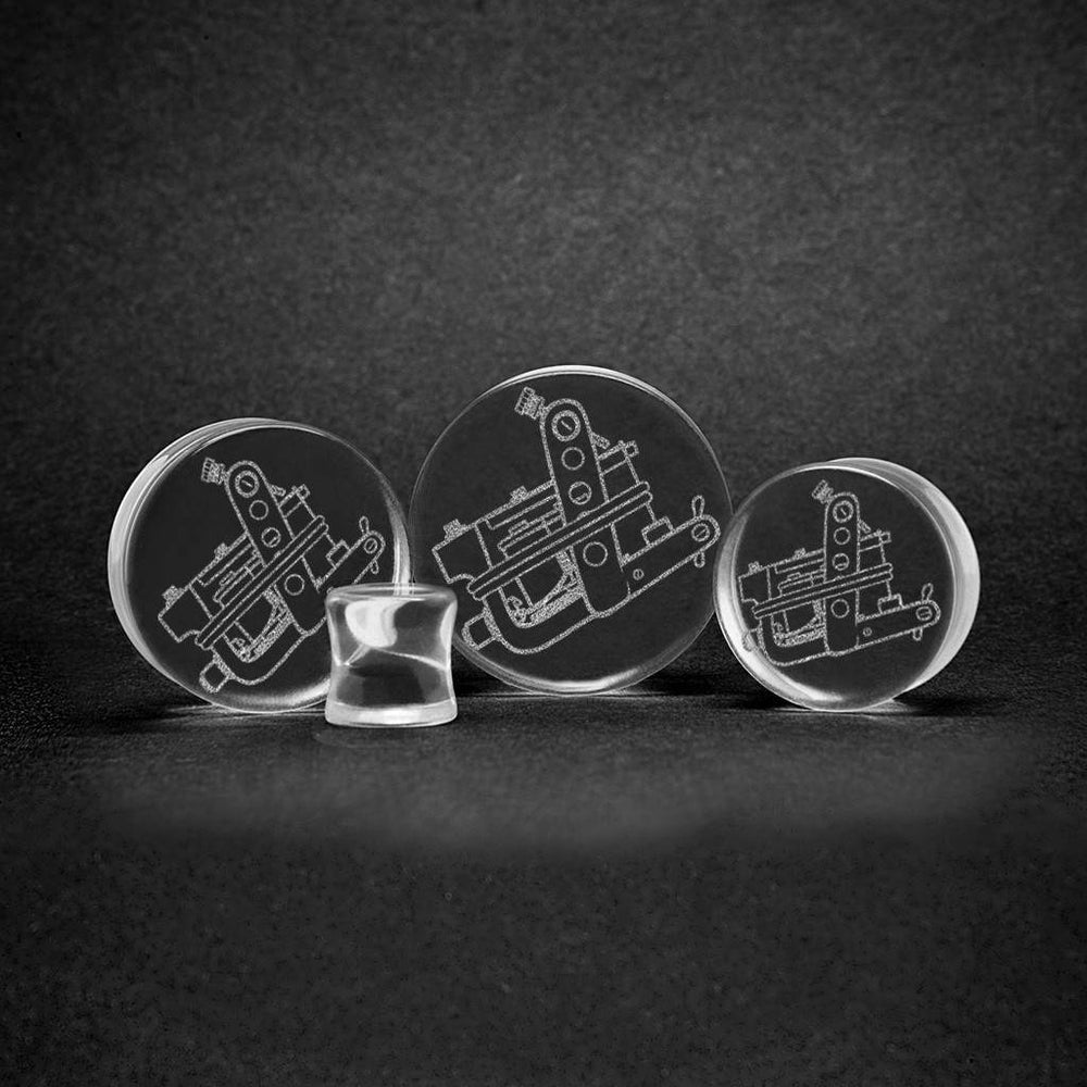 Heart Rose Insert Wörter Plug / gauge - klares Glas | Doppelaufgeweitet mit flachem Gesicht