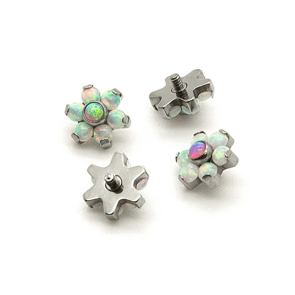 Dermal Top Flower Opal Titanium Custom Plugs