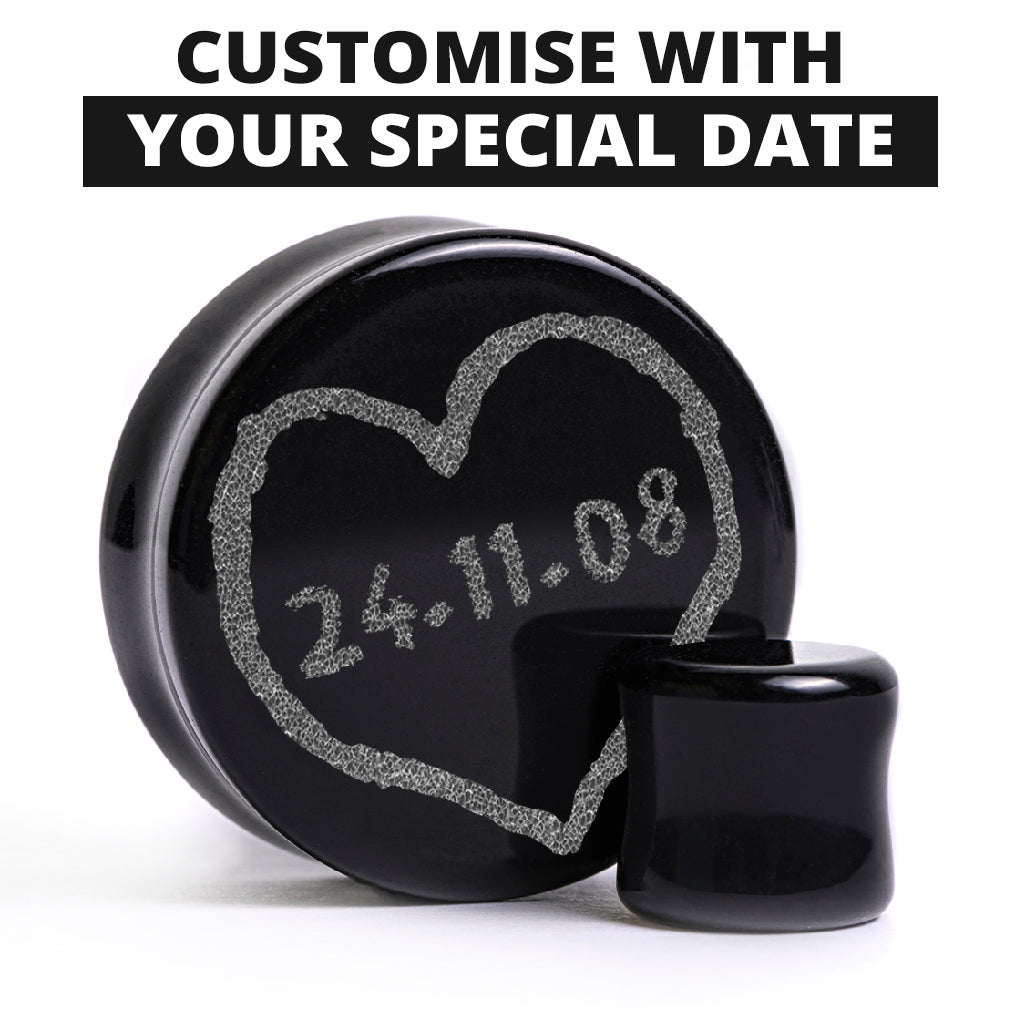 Insert Date Plug / Gauge - Black Glass | Flat Faced Double Flare