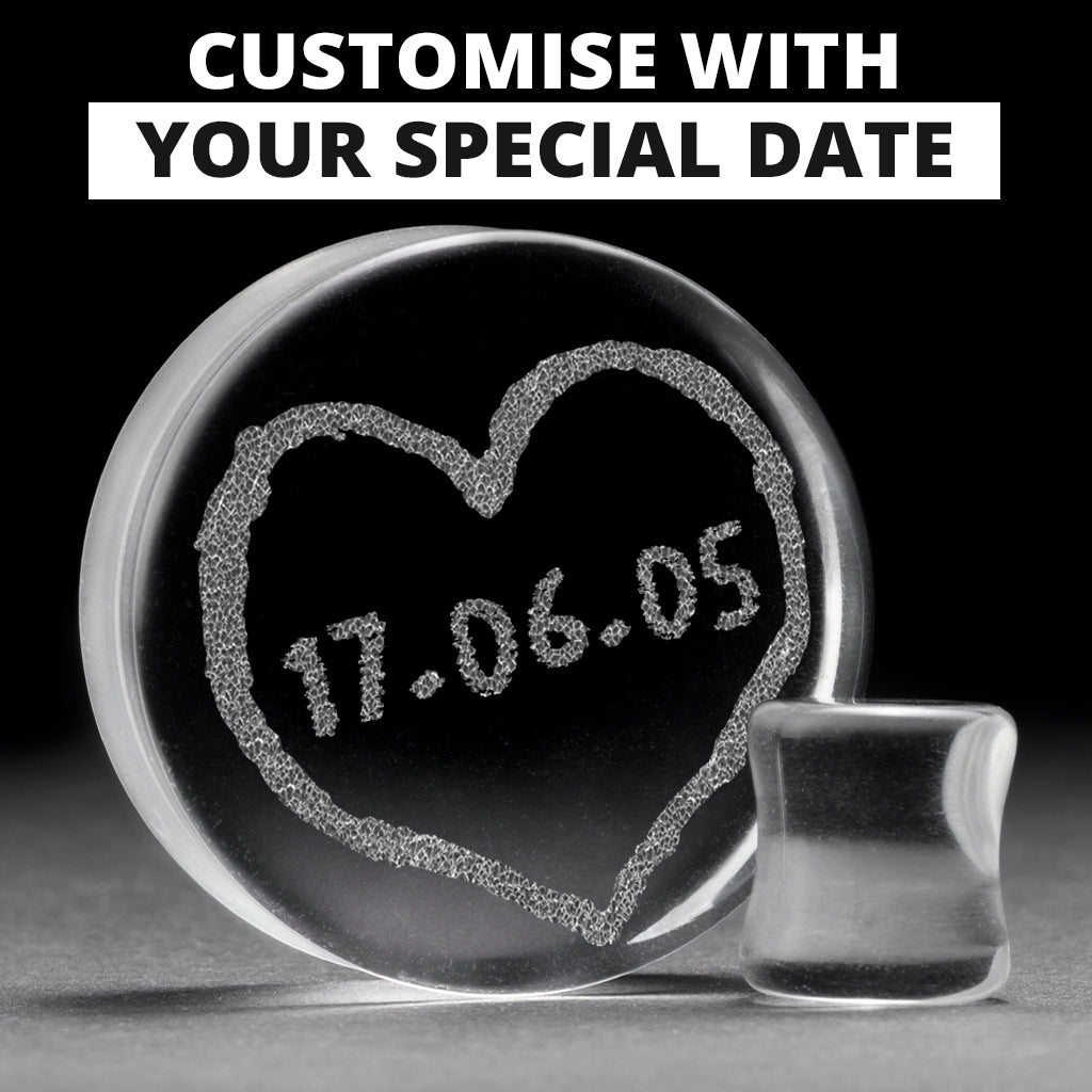 Insert Date Plug / Gauge - Clear Glass | Flat Faced Double Flare