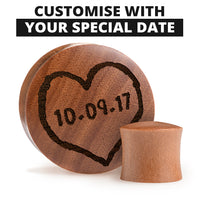 Insert Date Plug / calibre - bois de saba | double évasement convexe