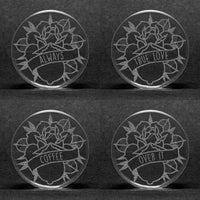 Banner Rose Insert Words Plug / Gauge - Clear Glass | Flat Faced Double Flare - Lasered To Order In House At Custom Plugs HQ