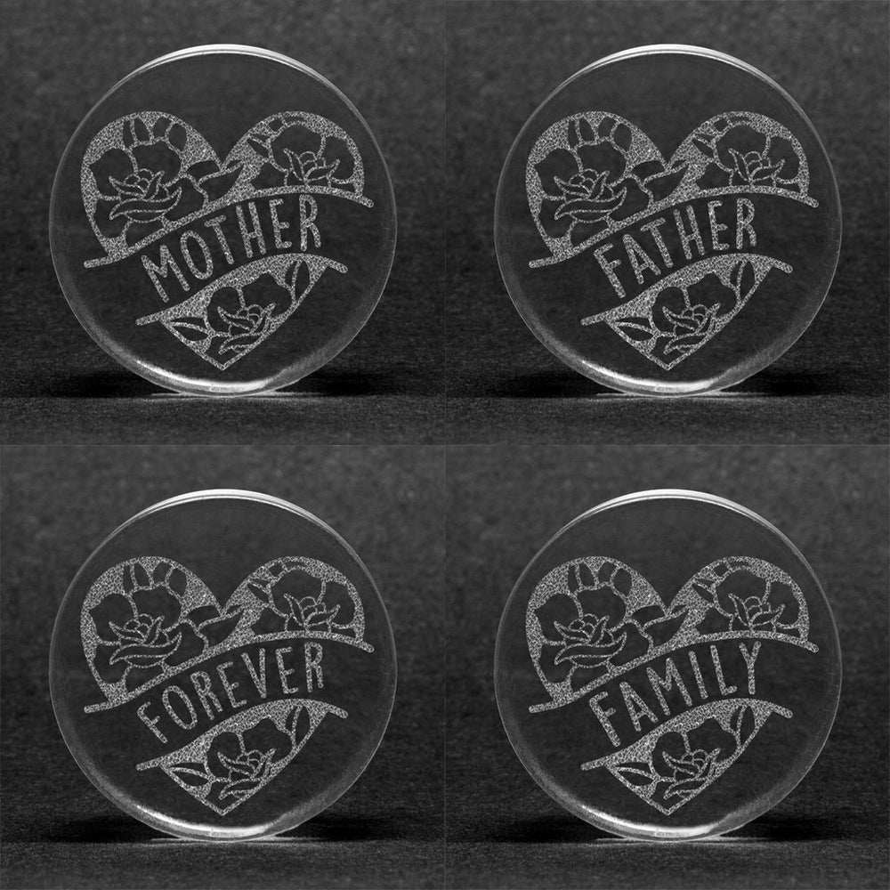 Heart Rose Insert Wörter Plug / gauge - klares Glas | Doppelaufgeweitet mit flachem Gesicht