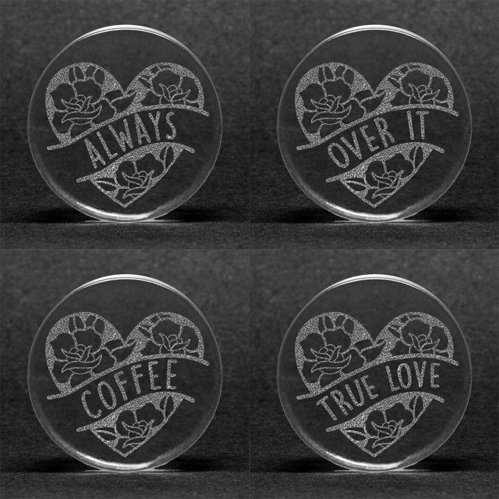 Heart Rose Insert Words Plug / Gauge - Clear Glass | Flat Faced Double ...