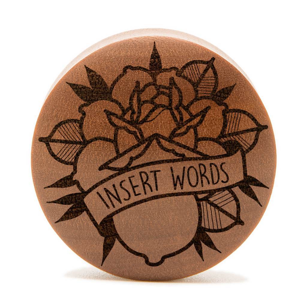 Banner Rose Insert Wörter Plug / gauge - Saba Wood | Konvexe Doppelaufgeweitet