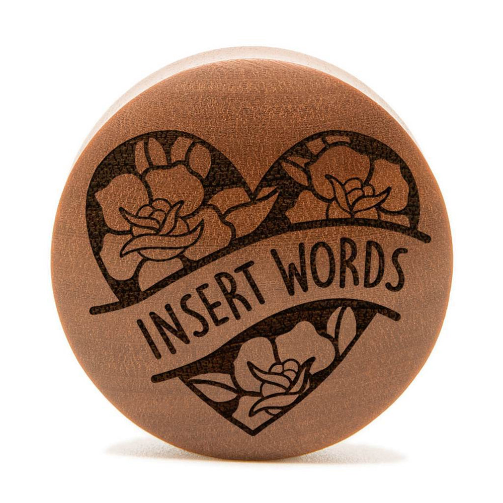Banner Rose Insert Wörter Plug / gauge - Saba Wood | Konvexe Doppelaufgeweitet
