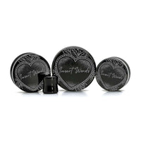 Tribute Insert Words Plug / Gauge - Black Glass | Flat Faced Double Flare - Lasered To Order In House At Custom Plugs HQ