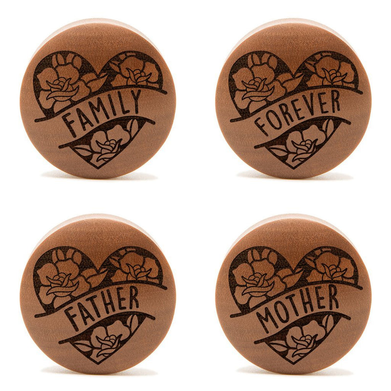 Insert rose Banner Words Plug / calibre - bois de Saba | double flare convexe