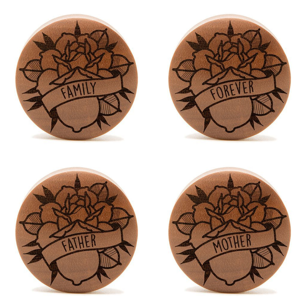Banner Rose Insert Wörter Plug / gauge - Saba Wood | Konvexe Doppelaufgeweitet