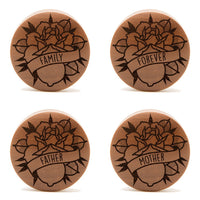 Banner Rose Insert Wörter Plug / gauge - Saba Wood | Konvexe Doppelaufgeweitet