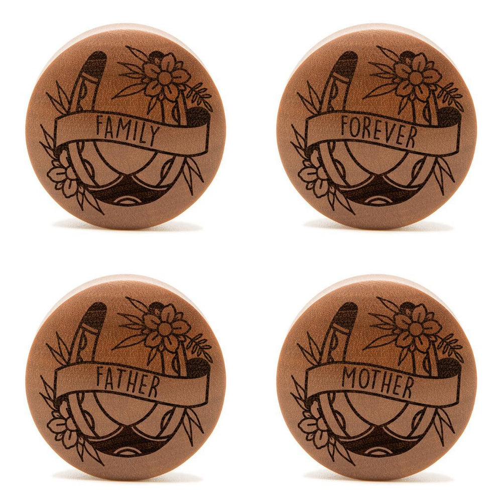 Horseshoe Insert Words Plug / Gauge - Saba Wood | Convex Double Flare - Lasered To Order In House At Custom Plugs HQ