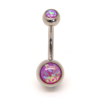 Belly Bar - Purple Opal - (Titanium)