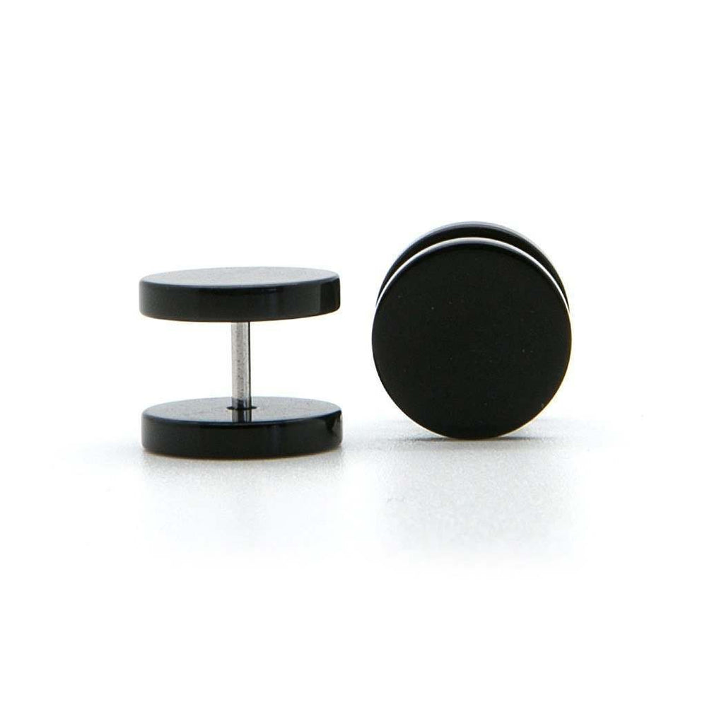 Black Fake Plug / Gauge - Fake Gauge Earrings In Acrylic